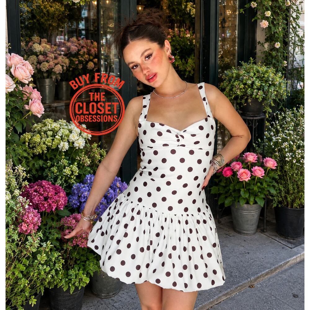 ZARA Polka Dot Balloon Mini Dress NWT Sweetheart Neck European Summer Dress M L - Picture 6 of 16